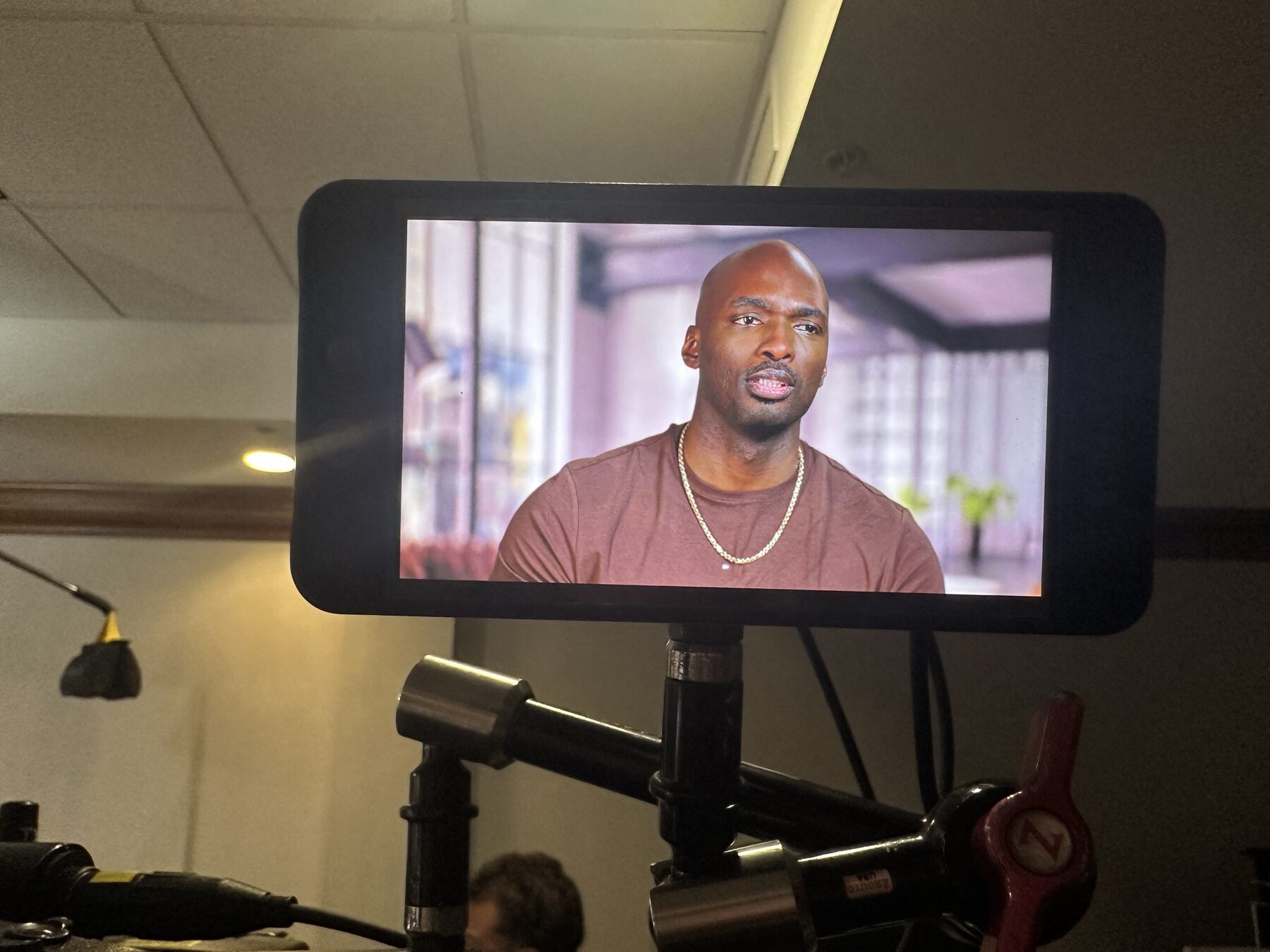 Director's monitor still from a reality series interview setup