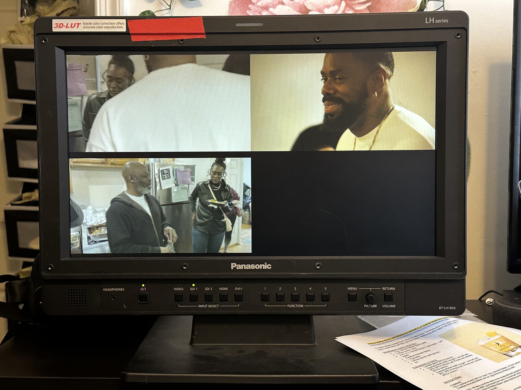 Multi-camera monitor still of scripted series talent